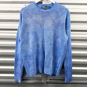 POLO RALPH LAUREN blue linen relaxed fit water dye effect sweater